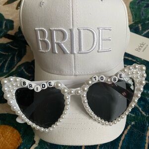 White Bride Cap and Sunglasses Set